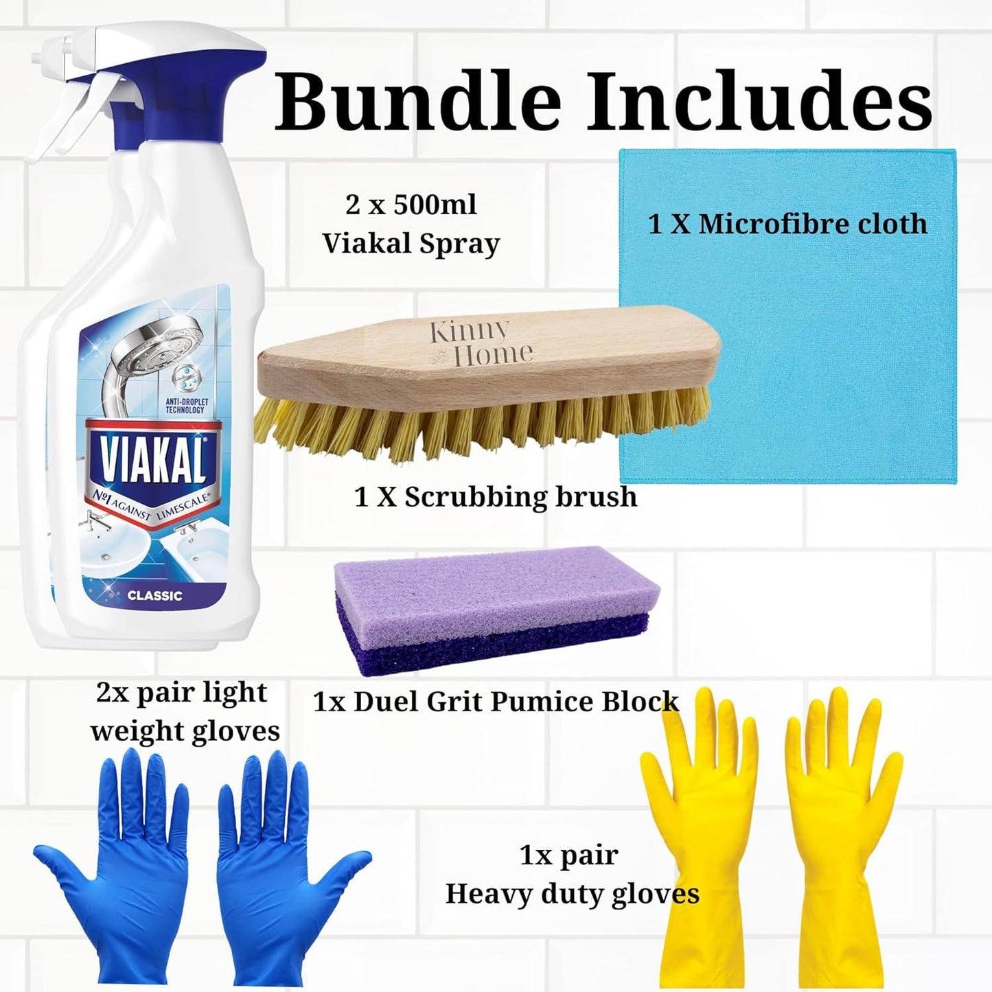 Cleaning Bundle Kit (Spray Bottle, Gloves, Sandpaper & Brush)